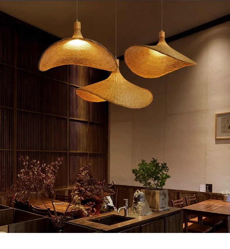 Bamboo Rattan Pendant Light – Handwoven Wicker Ceiling Lamp for Dining Room, Bedroom & Hotel