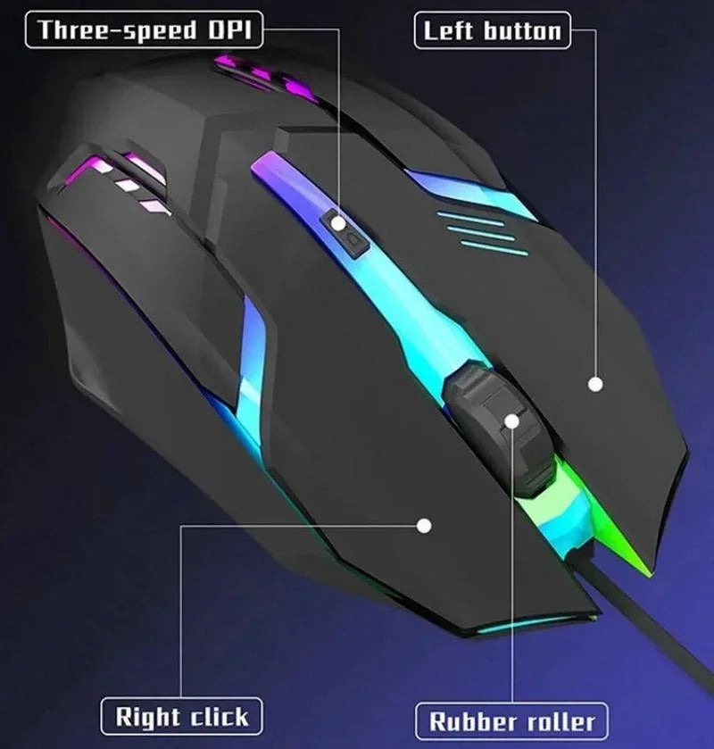 RGB Wired Gaming Mouse – Ergonomic 4-Button USB Mouse with RGB Backlight for Desktop & Laptop