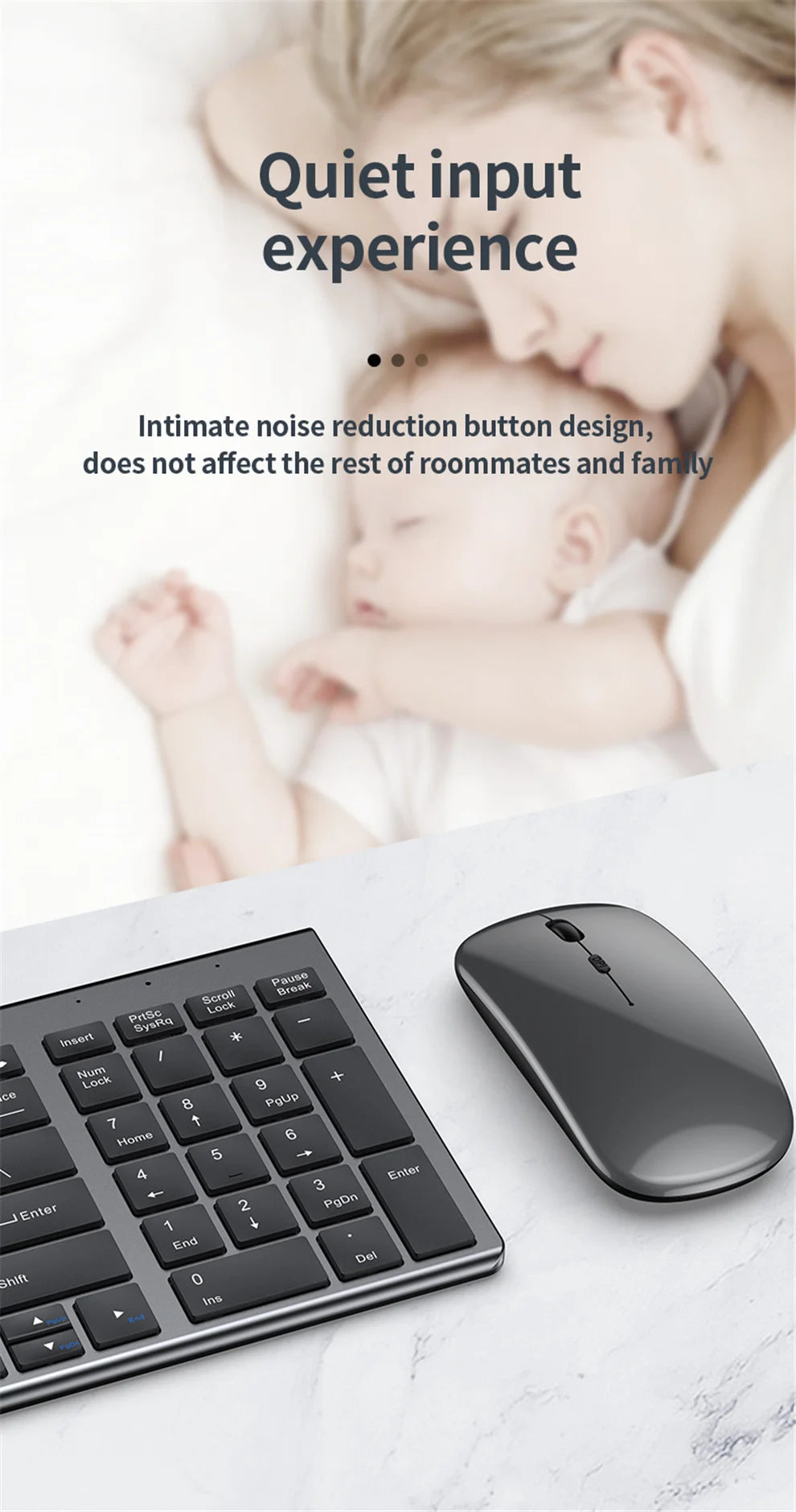 Wireless Keyboard & Mouse Combo – Bluetooth 5.0 & 2.4G Rechargeable Full-Size Ergonomic Set