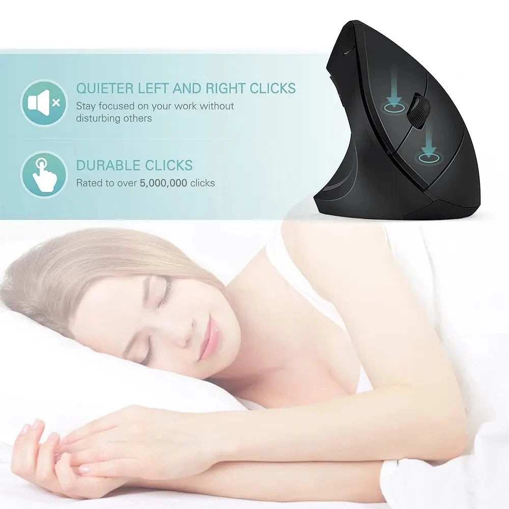Ergonomic Vertical Wireless Mouse – 2.4GHz, 3 Adjustable DPI & 6 Buttons for Laptop & PC