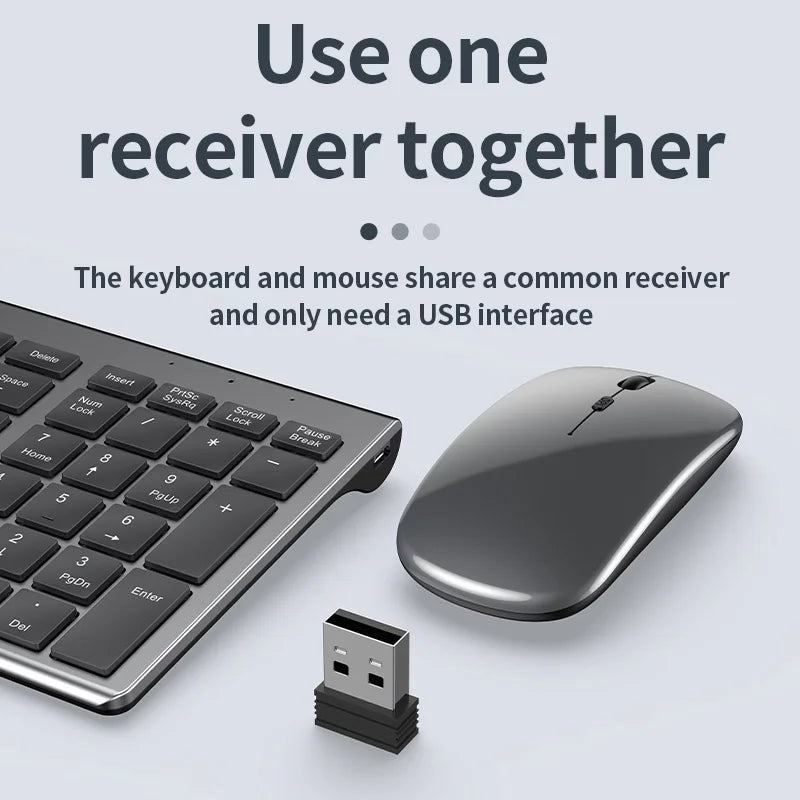 Wireless Keyboard & Mouse Combo – Bluetooth 5.0 & 2.4G Rechargeable Full-Size Ergonomic Set