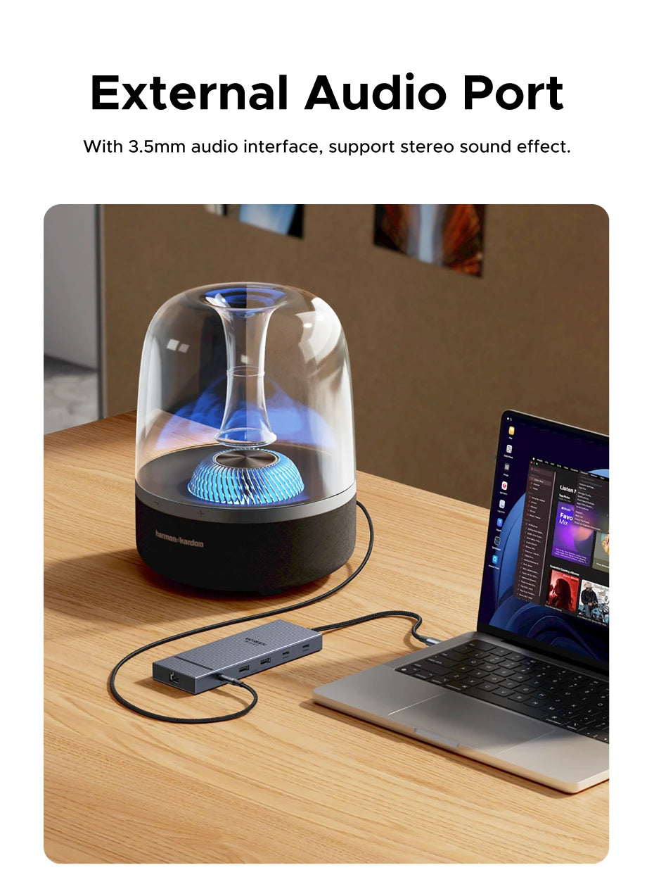 UGREEN USB-C Docking Station Hub — 4K120Hz DP, Dual HDMI, 10Gbps, RJ45, SD/TF, PD 100W