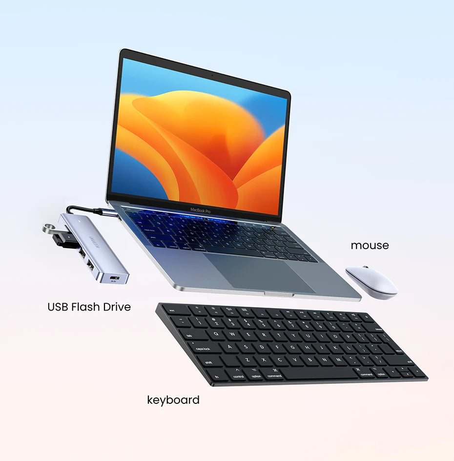 USB-C Hub – 4-Port USB 3.0 Splitter Adapter for Laptops, Tablets & Desktop PCs