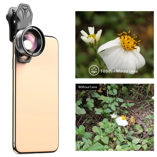 APEXEL APL-HB100MM 100mm Macro Phone Lens Kit — 4K HD with CPL & Star Filter Bundle