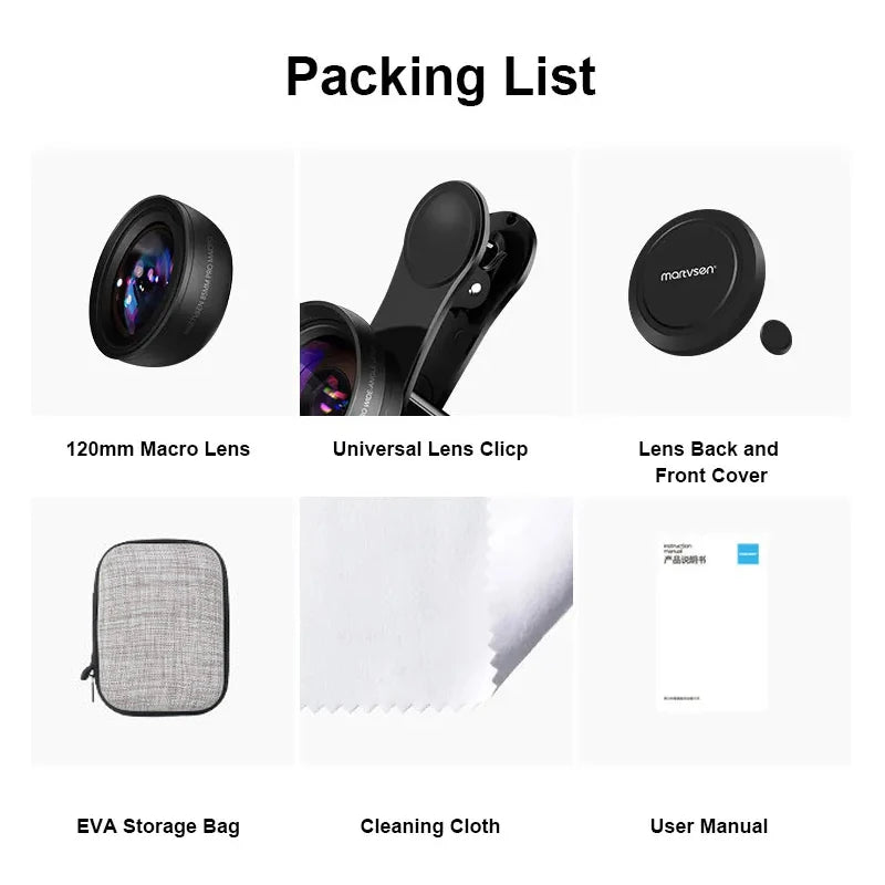 MARTVSEN 120mm Macro Phone Lens — 5K HD 10x Super Macro for iPhone & Android