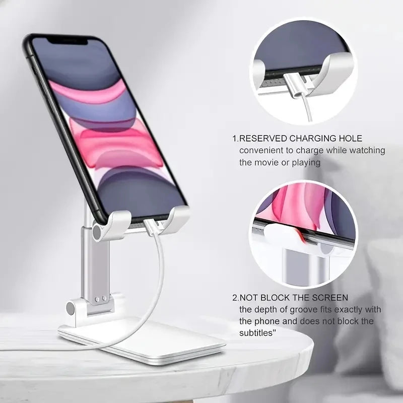 Universal Phone & Tablet Desk Stand – Adjustable, Foldable Holder for Smartphones & Tablets