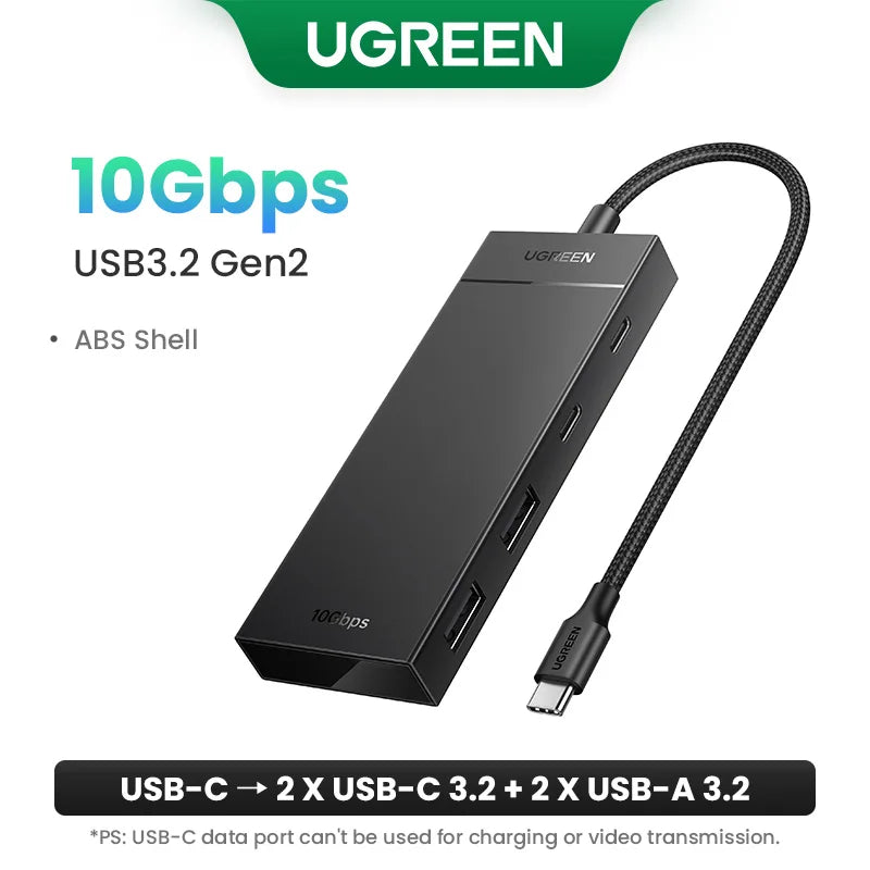 USB-C Hub – 4-Port USB 3.0 Splitter Adapter for Laptops, Tablets & Desktop PCs