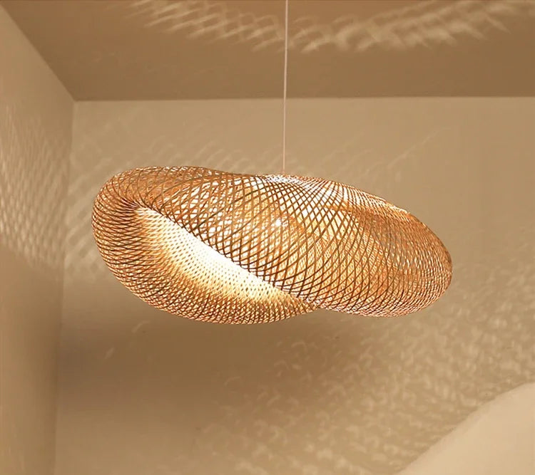 Bamboo Rattan Pendant Light – Handwoven Wicker Ceiling Lamp for Dining Room, Bedroom & Hotel
