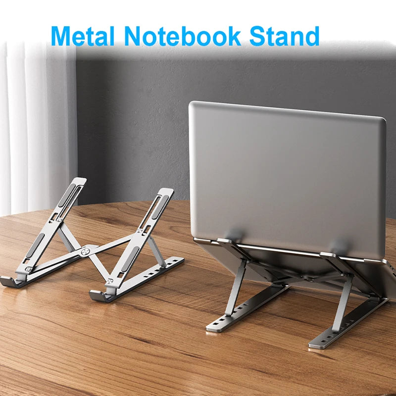 Aluminum Laptop Stand – Foldable, Portable & Non-Slip Cooling Holder for Notebooks