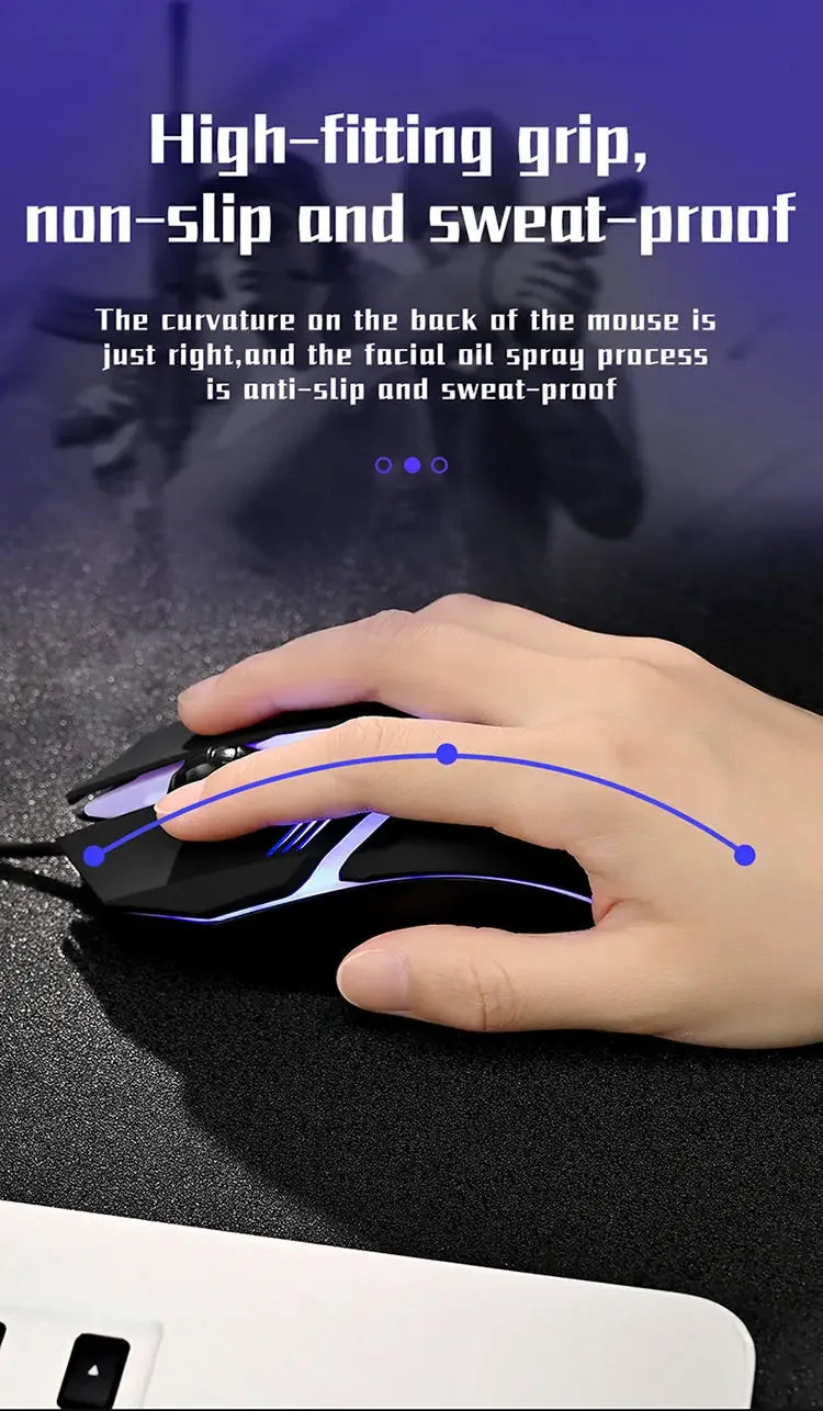 RGB Wired Gaming Mouse – Ergonomic 4-Button USB Mouse with RGB Backlight for Desktop & Laptop