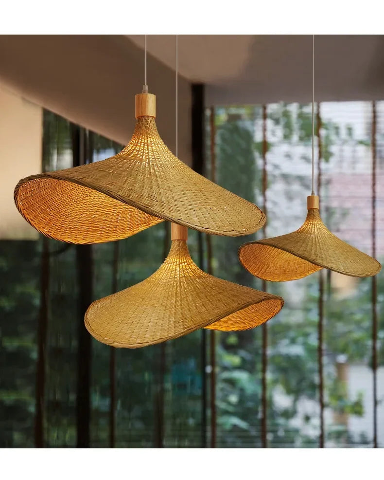 Bamboo Rattan Pendant Light – Handwoven Wicker Ceiling Lamp for Dining Room, Bedroom & Hotel