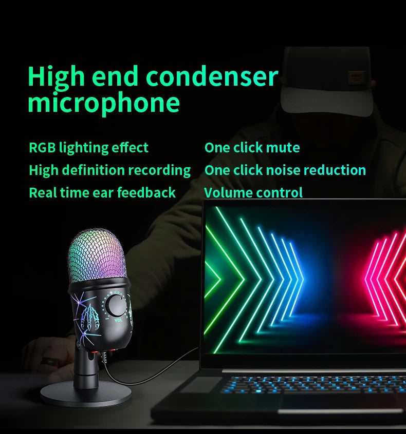 USB Condenser Microphone – Tabletop Mic for Gaming, Podcasting, Streaming & Studio Recording