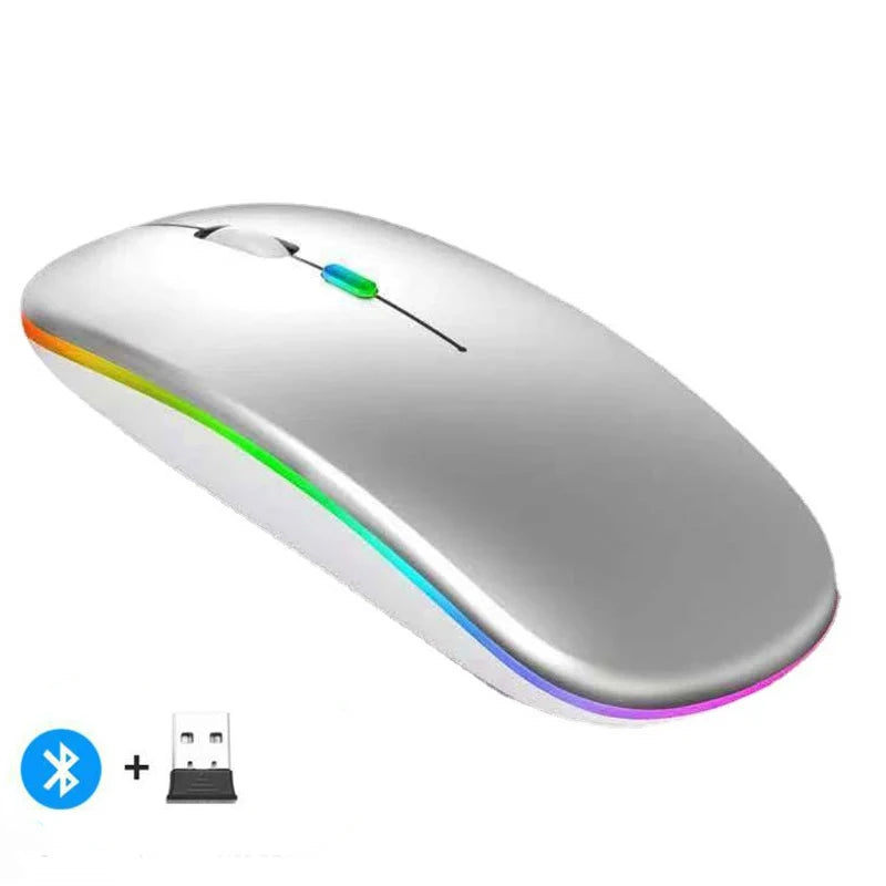 Rechargeable Wireless Mouse – Bluetooth & 2.4GHz Dual-Mode Silent Mini Mouse for PC, Laptop & Mac