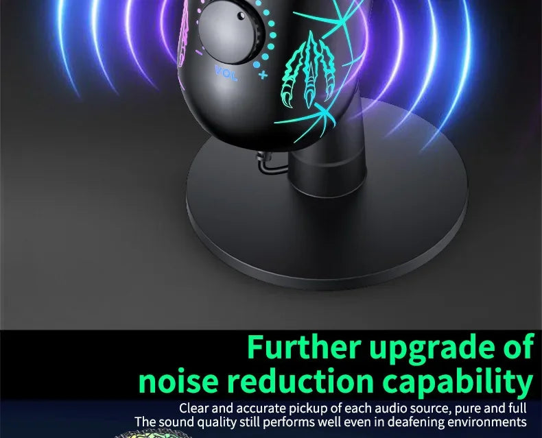 RGB USB Condenser Microphone with Breathing Light – Desktop Mic for Streaming, Gaming & Video Calls