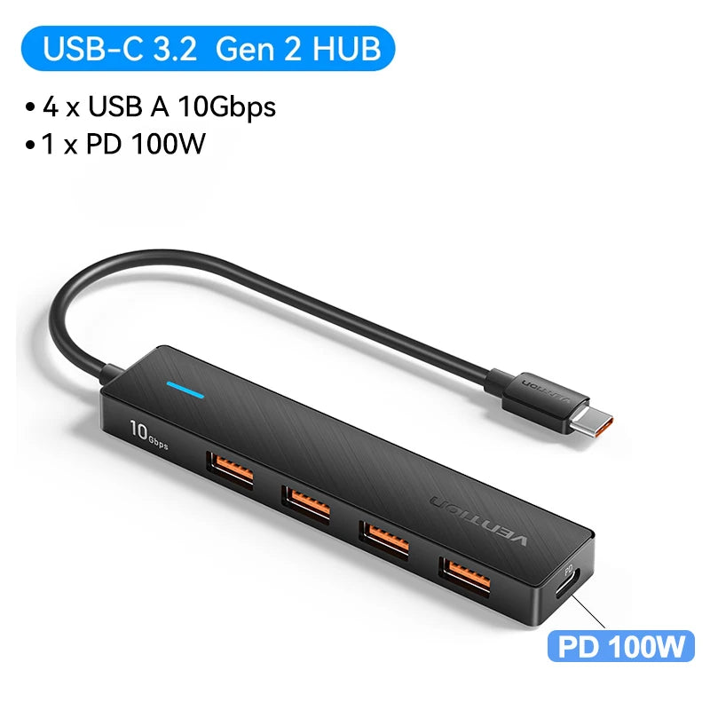USB 3.2 Gen2 Hub – 5-Port 10Gbps USB-A & USB-C Multiport Adapter for MacBook, iPad & Laptop