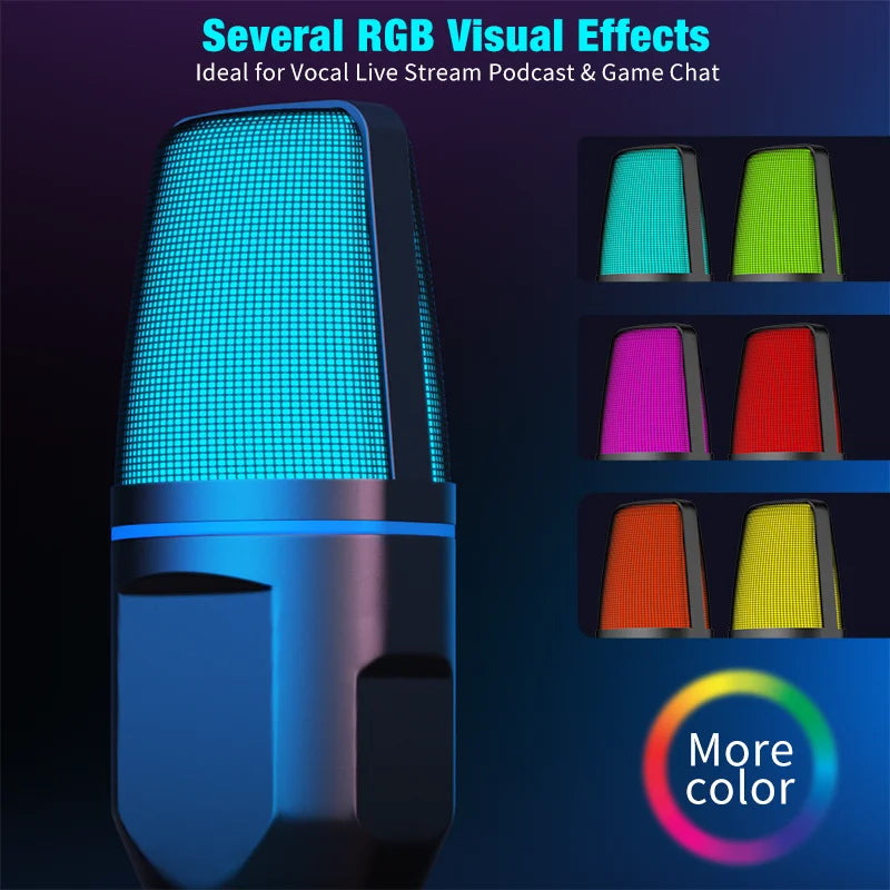 RGB USB Condenser Microphone – Wired Gaming Mic for Podcasting, Streaming & Studio Recording