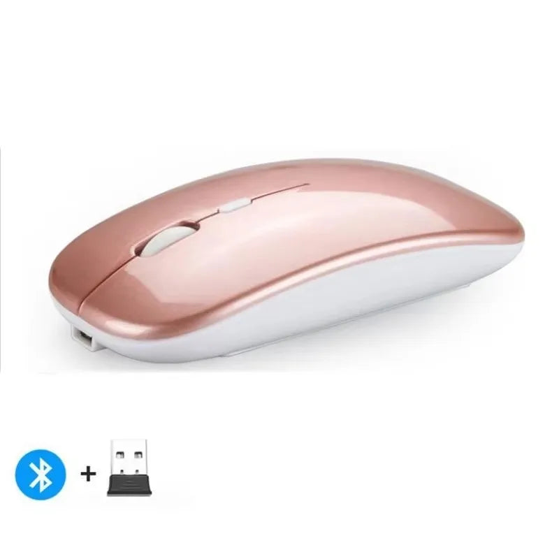 Rechargeable Wireless Mouse – Bluetooth & 2.4GHz Dual-Mode Silent Mini Mouse for PC, Laptop & Mac
