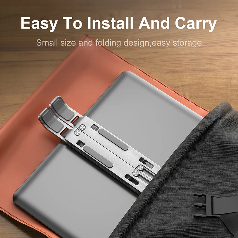 Aluminum Laptop Stand – Foldable, Portable & Non-Slip Cooling Holder for Notebooks