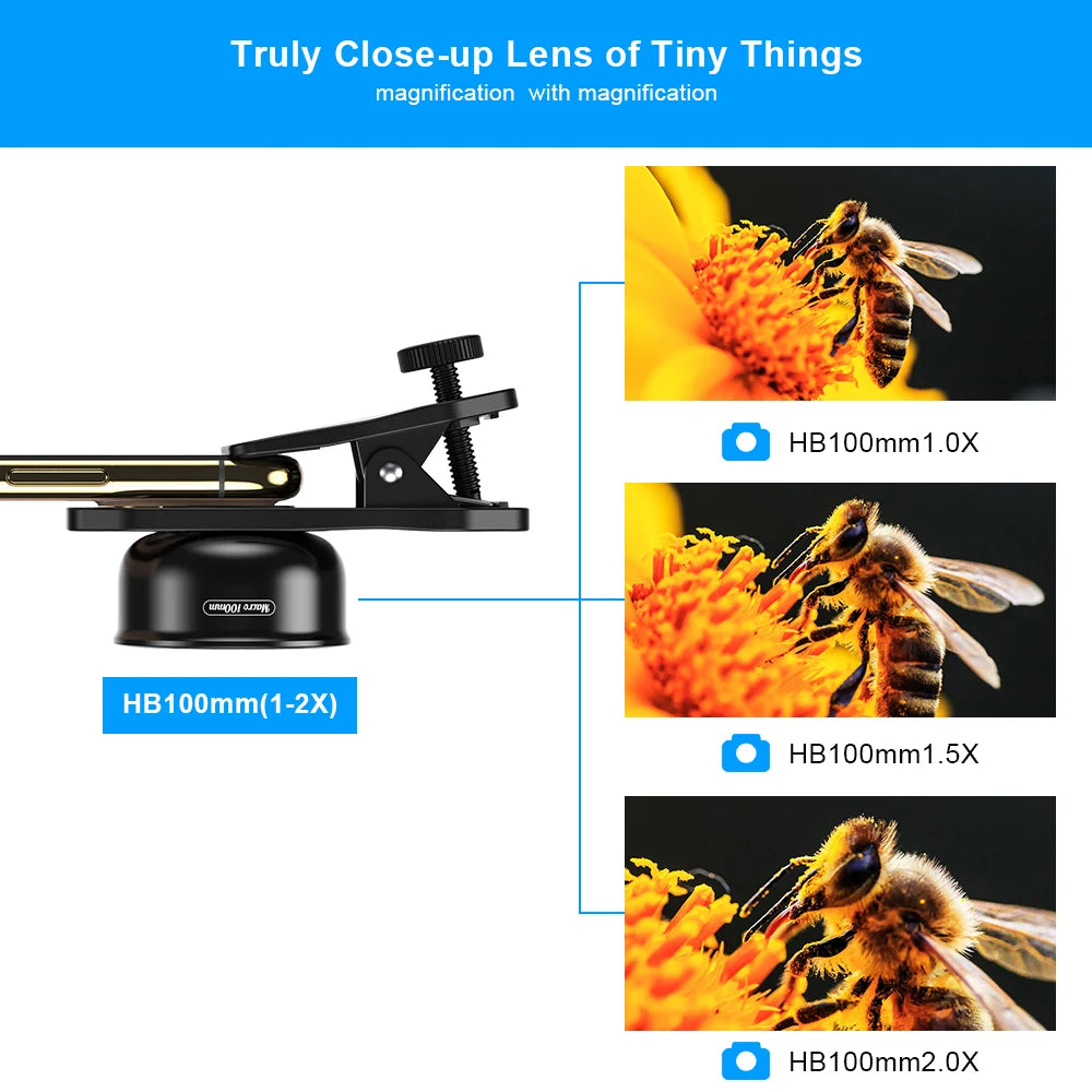 APEXEL APL-HB100MM 100mm Macro Phone Lens Kit — 4K HD with CPL & Star Filter Bundle