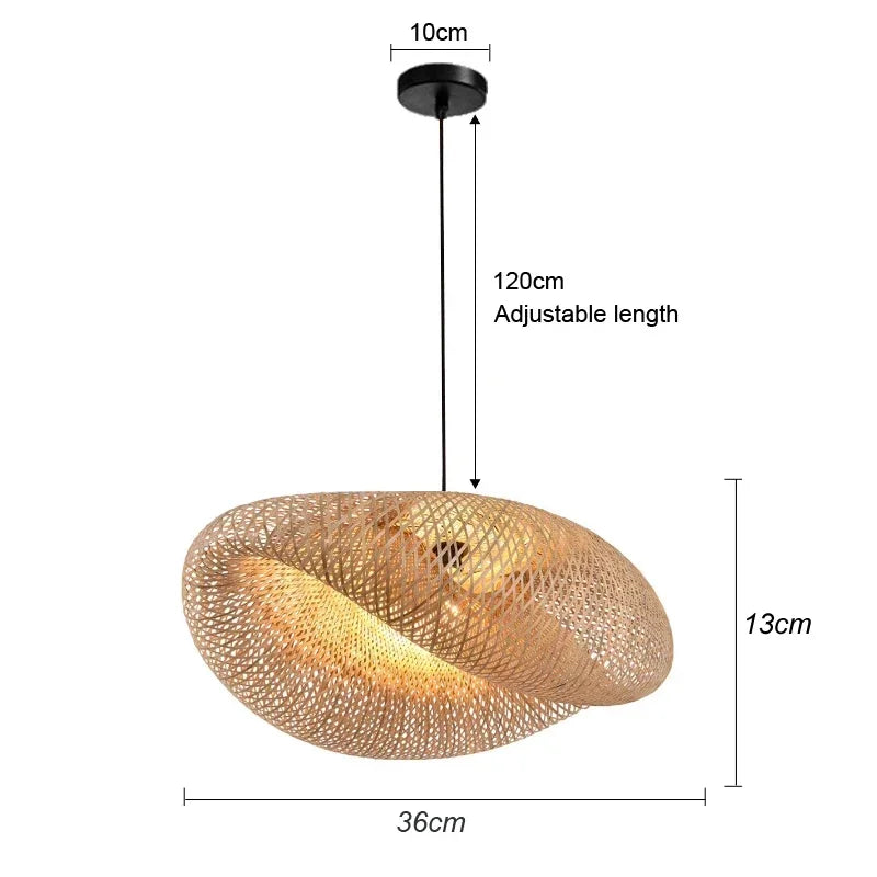 Bamboo Rattan Pendant Light – Handwoven Wicker Ceiling Lamp for Dining Room, Bedroom & Hotel