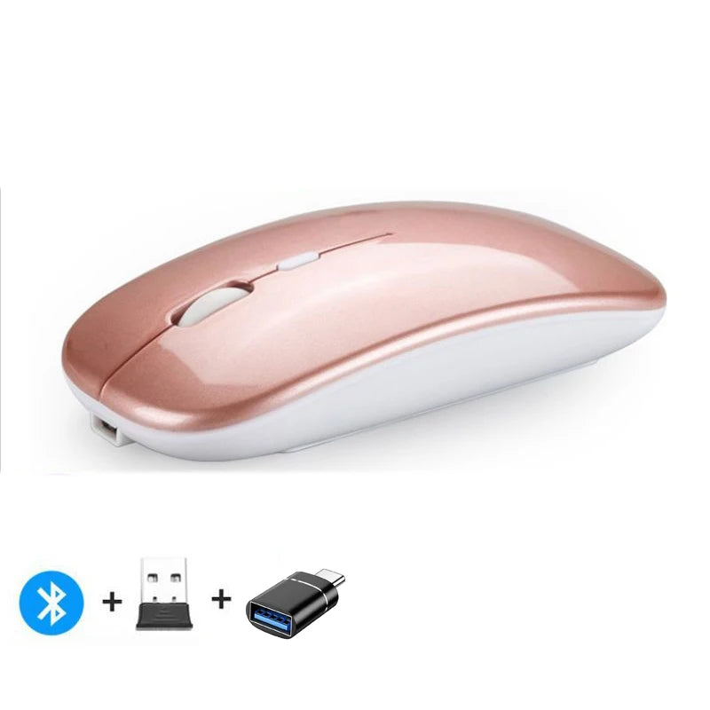 Rechargeable Wireless Mouse – Bluetooth & 2.4GHz Dual-Mode Silent Mini Mouse for PC, Laptop & Mac