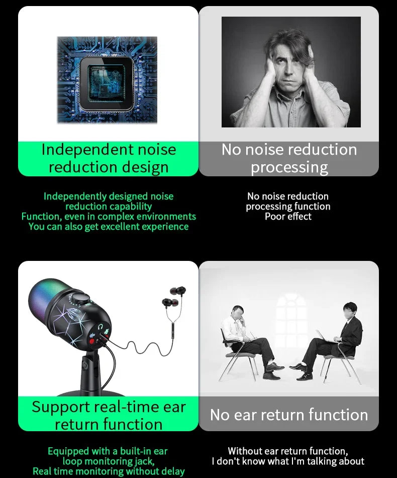 RGB USB Condenser Microphone with Breathing Light – Desktop Mic for Streaming, Gaming & Video Calls