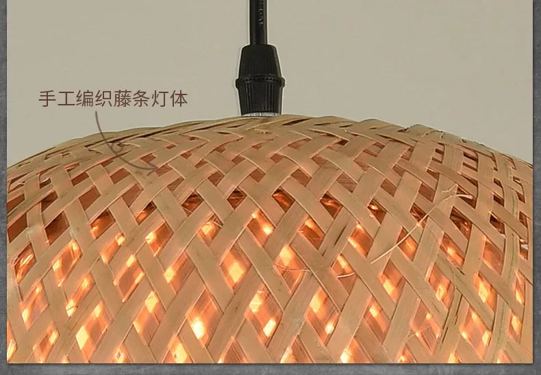 Bamboo Rattan Pendant Light – Handwoven Wicker Ceiling Lamp for Dining Room, Bedroom & Hotel