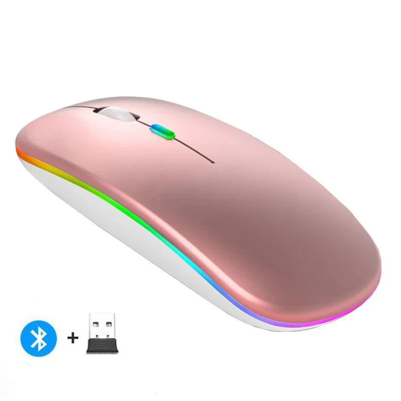 Rechargeable Wireless Mouse – Bluetooth & 2.4GHz Dual-Mode Silent Mini Mouse for PC, Laptop & Mac