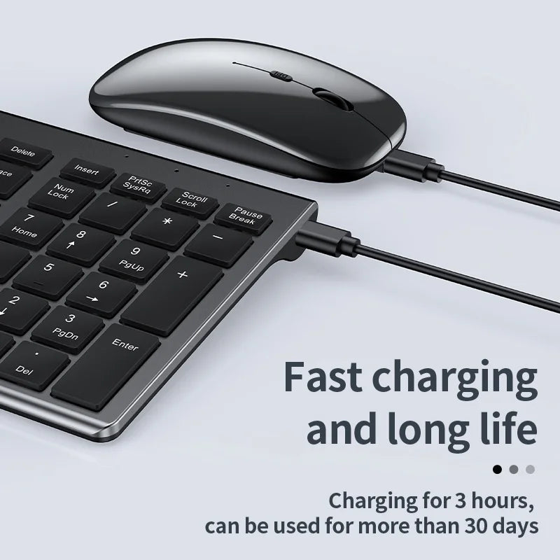 Wireless Keyboard & Mouse Combo – Bluetooth 5.0 & 2.4G Rechargeable Full-Size Ergonomic Set