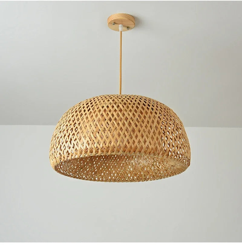 Bamboo Rattan Pendant Light – Handwoven Wicker Ceiling Lamp for Dining Room, Bedroom & Hotel
