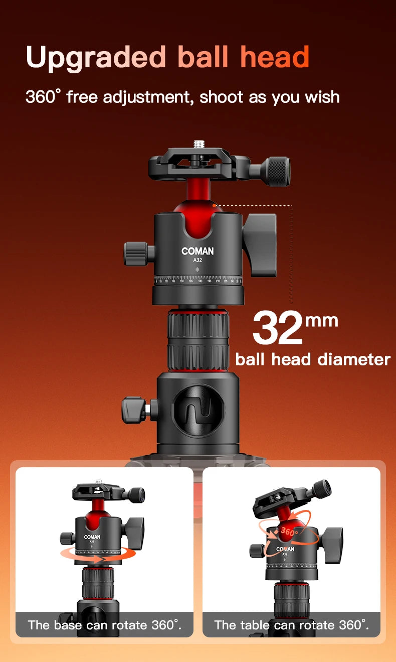 COMAN KX3939 Mini V1 72" Overhead Camera Tripod with Fluid Head