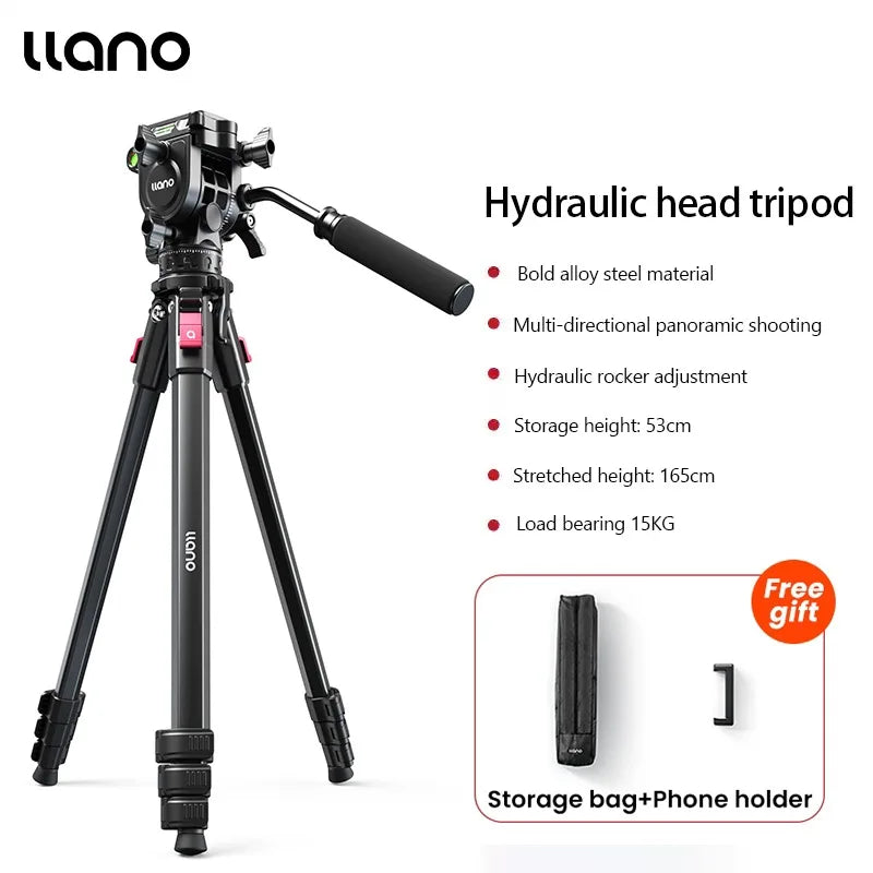 Llano KT003 Professional Camera Tripod with Fluid Head — 15KG Load, Travel-Ready