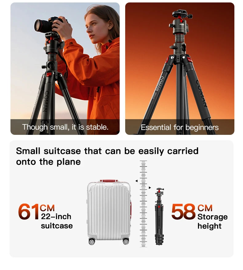 COMAN KX3939 Mini V1 72" Overhead Camera Tripod with Fluid Head