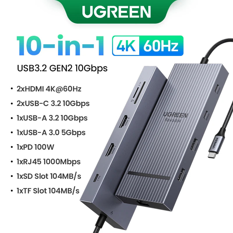 Dual HDMI USB-C Docking Station – Up to 13-in-1 with 8K/4K Output, RJ45, PD 100W & USB 3.0