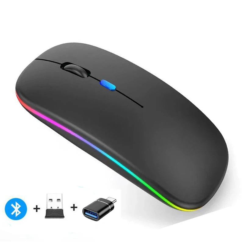 Rechargeable Wireless Mouse – Bluetooth & 2.4GHz Dual-Mode Silent Mini Mouse for PC, Laptop & Mac