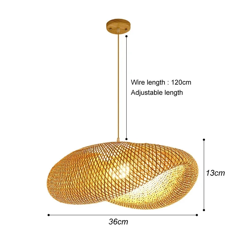Bamboo Rattan Pendant Light – Handwoven Wicker Ceiling Lamp for Dining Room, Bedroom & Hotel