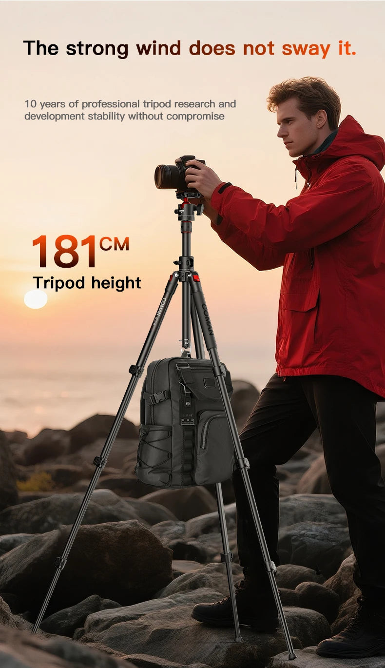 COMAN KX3939 Mini V1 72" Overhead Camera Tripod with Fluid Head