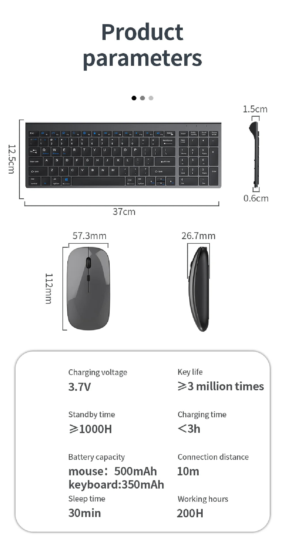 Wireless Keyboard & Mouse Combo – Bluetooth 5.0 & 2.4G Rechargeable Full-Size Ergonomic Set