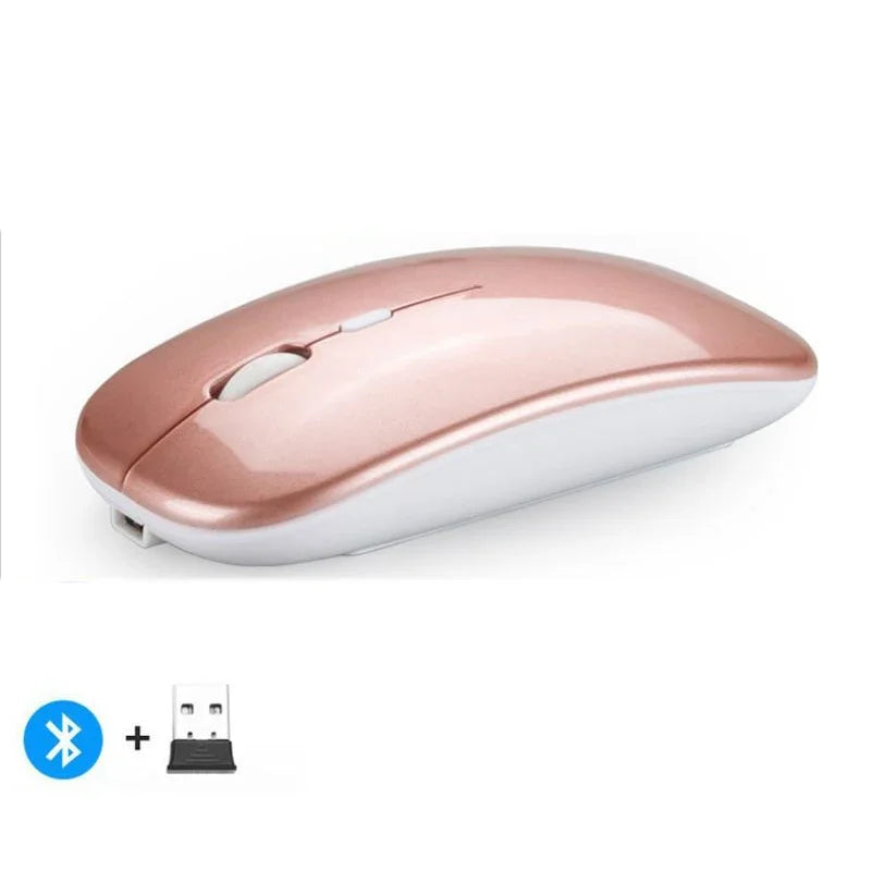 Rechargeable Wireless Mouse – Bluetooth & 2.4GHz Dual-Mode Silent Mini Mouse for PC, Laptop & Mac