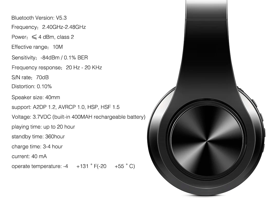 Wireless Bluetooth Headphones with Built-in Mic – 14 Colors