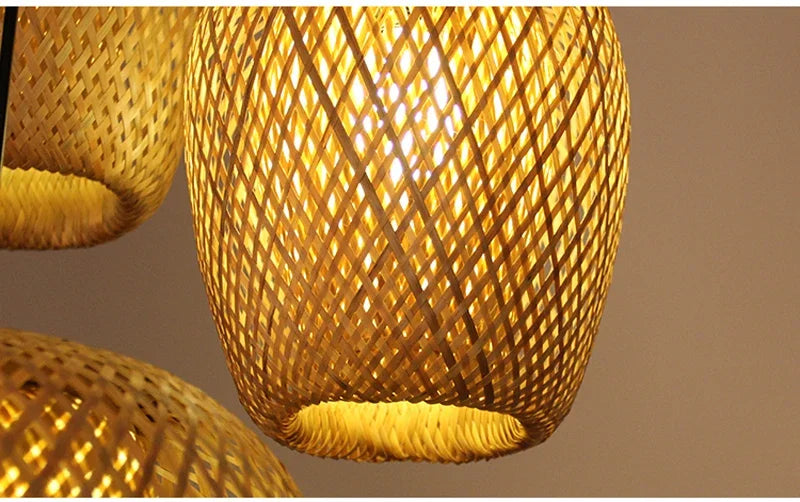 Bamboo Rattan Pendant Light – Handwoven Wicker Ceiling Lamp for Dining Room, Bedroom & Hotel