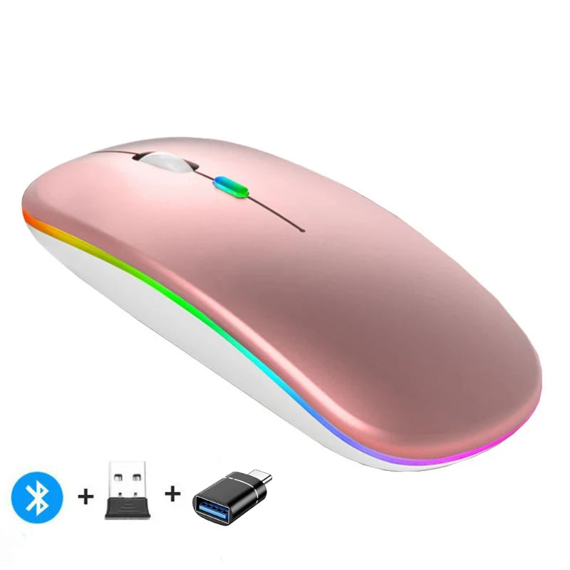Rechargeable Wireless Mouse – Bluetooth & 2.4GHz Dual-Mode Silent Mini Mouse for PC, Laptop & Mac