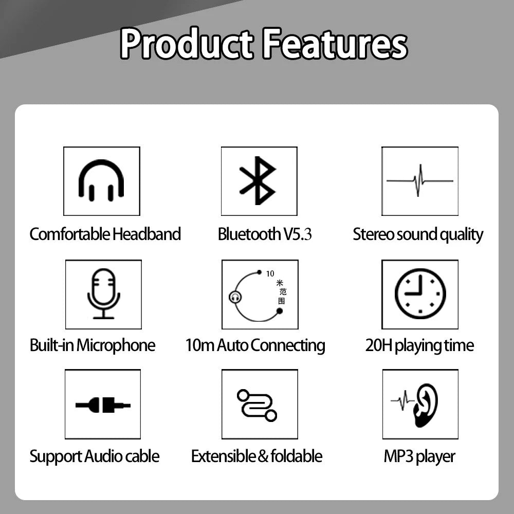 Wireless Bluetooth Headphones with Built-in Mic – 14 Colors