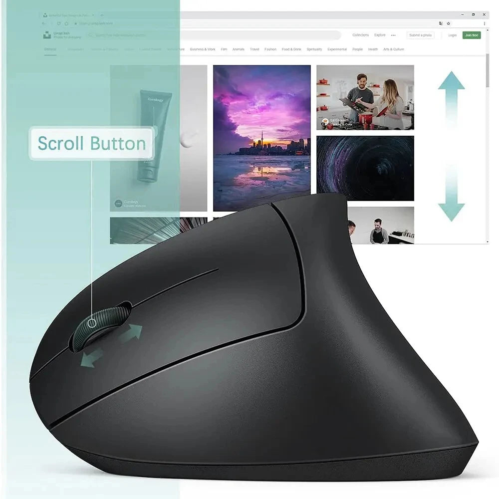 Ergonomic Vertical Wireless Mouse – 2.4GHz, 3 Adjustable DPI & 6 Buttons for Laptop & PC