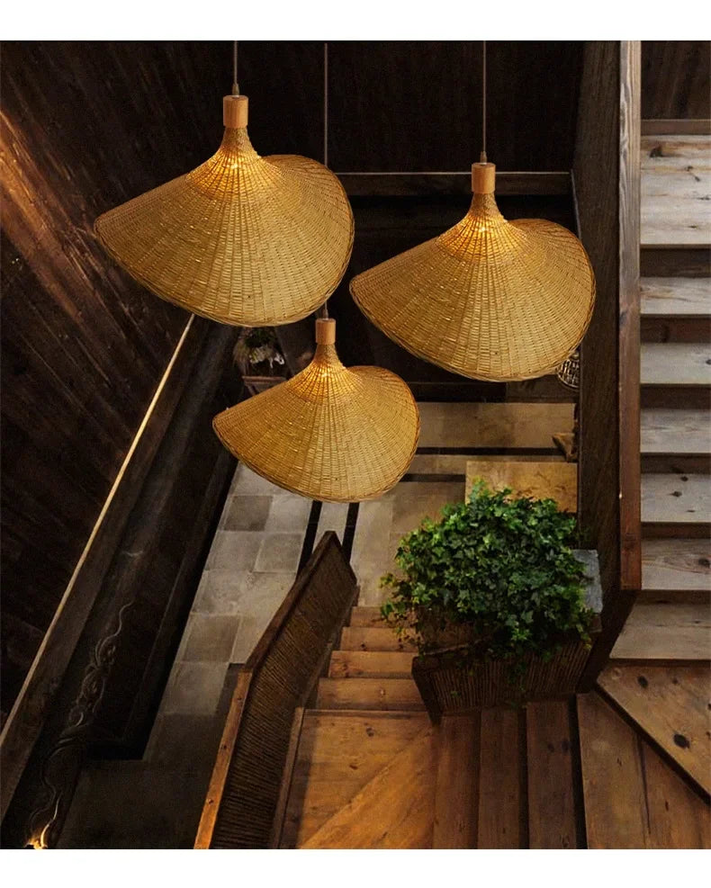 Bamboo Rattan Pendant Light – Handwoven Wicker Ceiling Lamp for Dining Room, Bedroom & Hotel