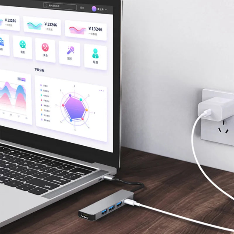 USB-C Hub Multiport Adapter – 4K HDMI, PD Fast Charging, USB 3.0 for MacBook, iPad & Samsung