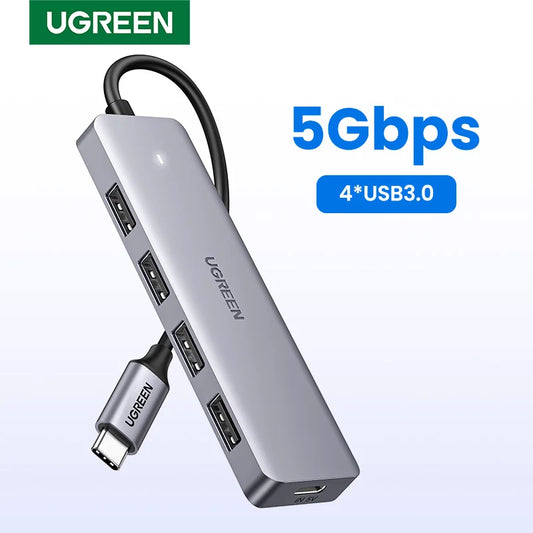 USB-C Hub – 4-Port USB 3.0 Splitter Adapter for Laptops, Tablets & Desktop PCs