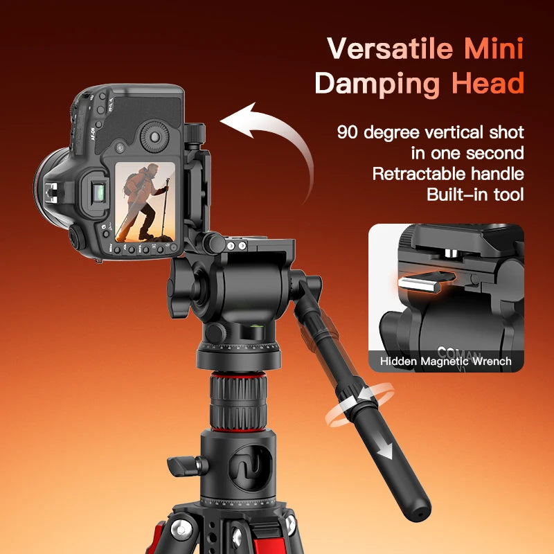COMAN KX3939 Mini V1 72" Overhead Camera Tripod with Fluid Head