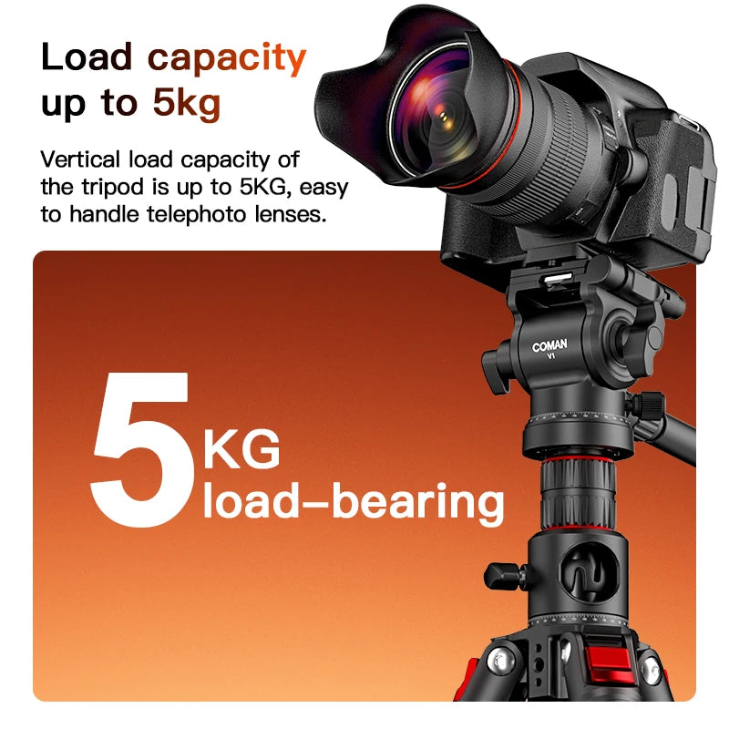 COMAN KX3939 Mini V1 72" Overhead Camera Tripod with Fluid Head