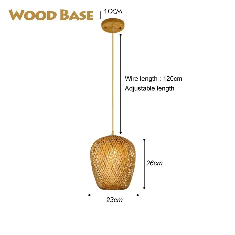 Bamboo Rattan Pendant Light – Handwoven Wicker Ceiling Lamp for Dining Room, Bedroom & Hotel